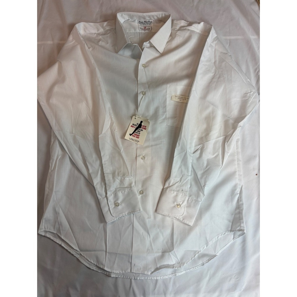 Vintage Saxon White Dress Shirt Mens 15.5 33 Permanent Press No Iron Deadstock